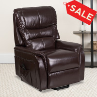 Flash Furniture CH-US-153062L-BRN-LEA-GG HERCULES Series Brown Leather Remote Powered Lift Recliner 